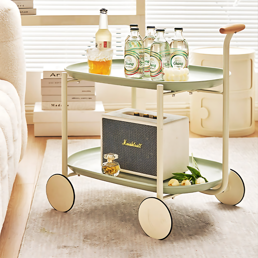 Movable Modern Trolley Small Unit Coffee Table Cart Storage Sofa Side Table with Wheels