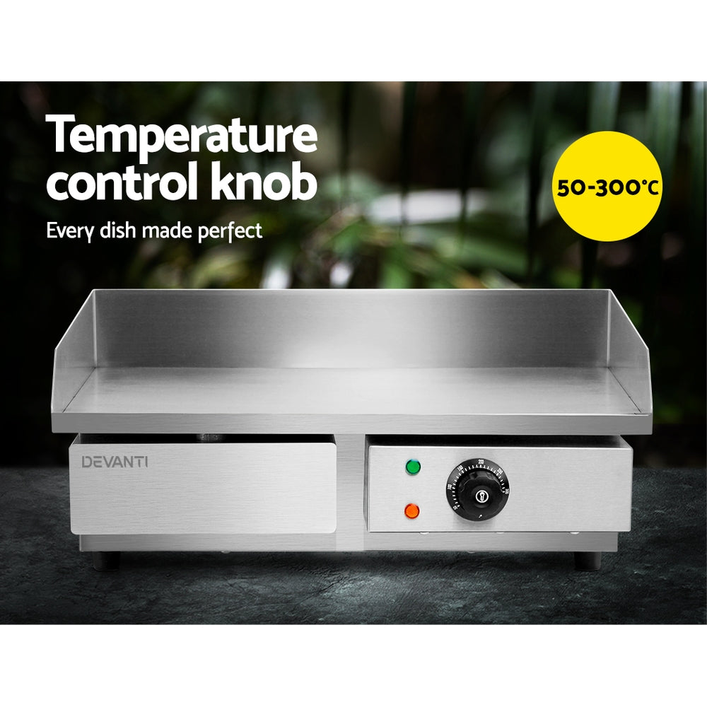 Devanti Commercial Electric Griddle 55cm Grill Plate 3000W