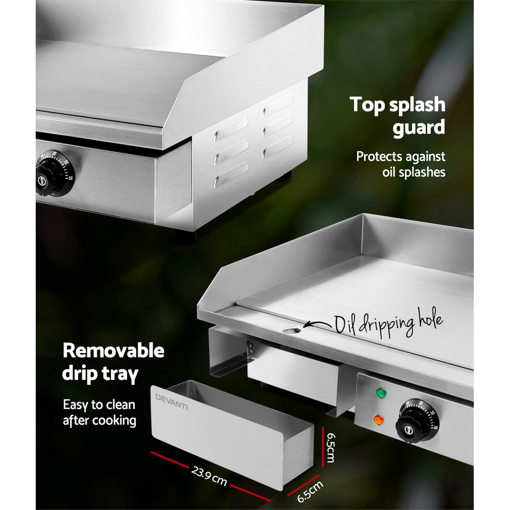 Devanti Commercial Electric Griddle 55cm Grill Plate 3000W