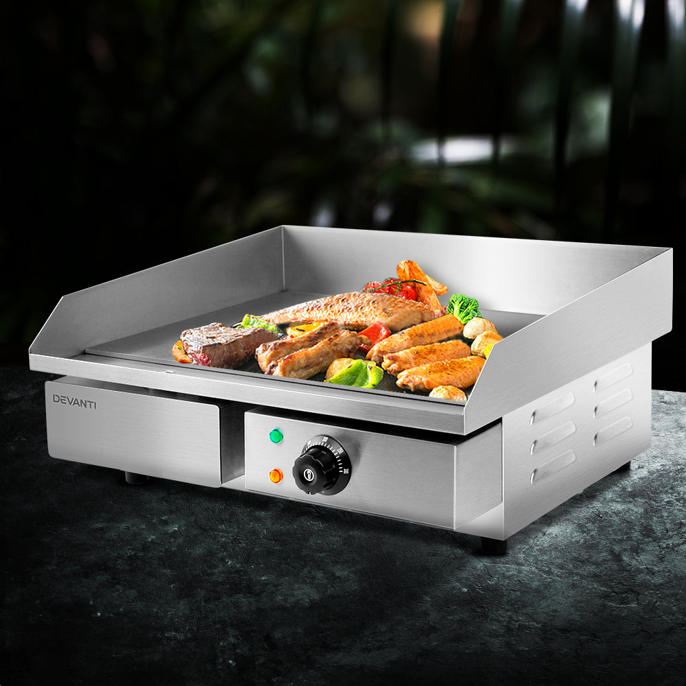 Devanti Commercial Electric Griddle 55cm Grill Plate 3000W