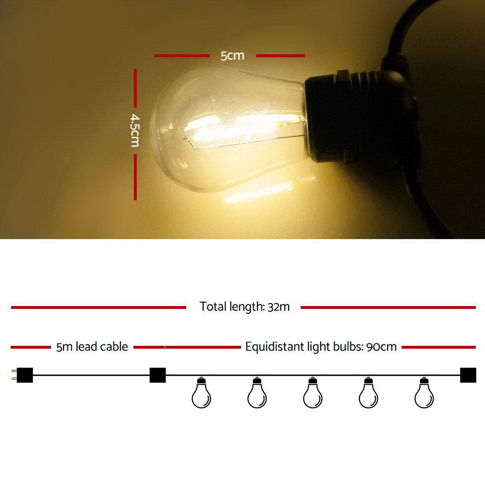 32m LED ਫੈਸਟੂਨ ਸਟ੍ਰਿੰਗ ਲਾਈਟਾਂ ਕ੍ਰਿਸਮਸ ਸਜਾਵਟ ਵਿਆਹ ਦੀ ਪਾਰਟੀ ਬਾਹਰੀ ਗਾਰਡਨ