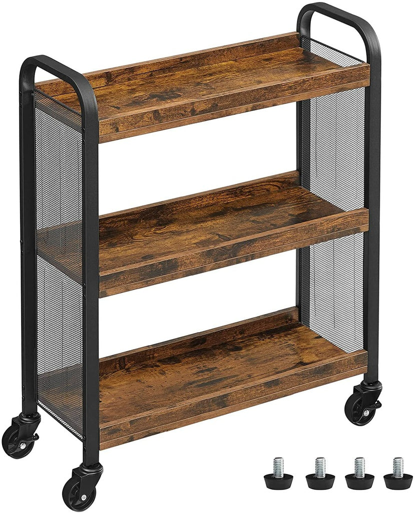 VASAGLE Utility Cart Rustic Brown (66 x 26 x 85cm)