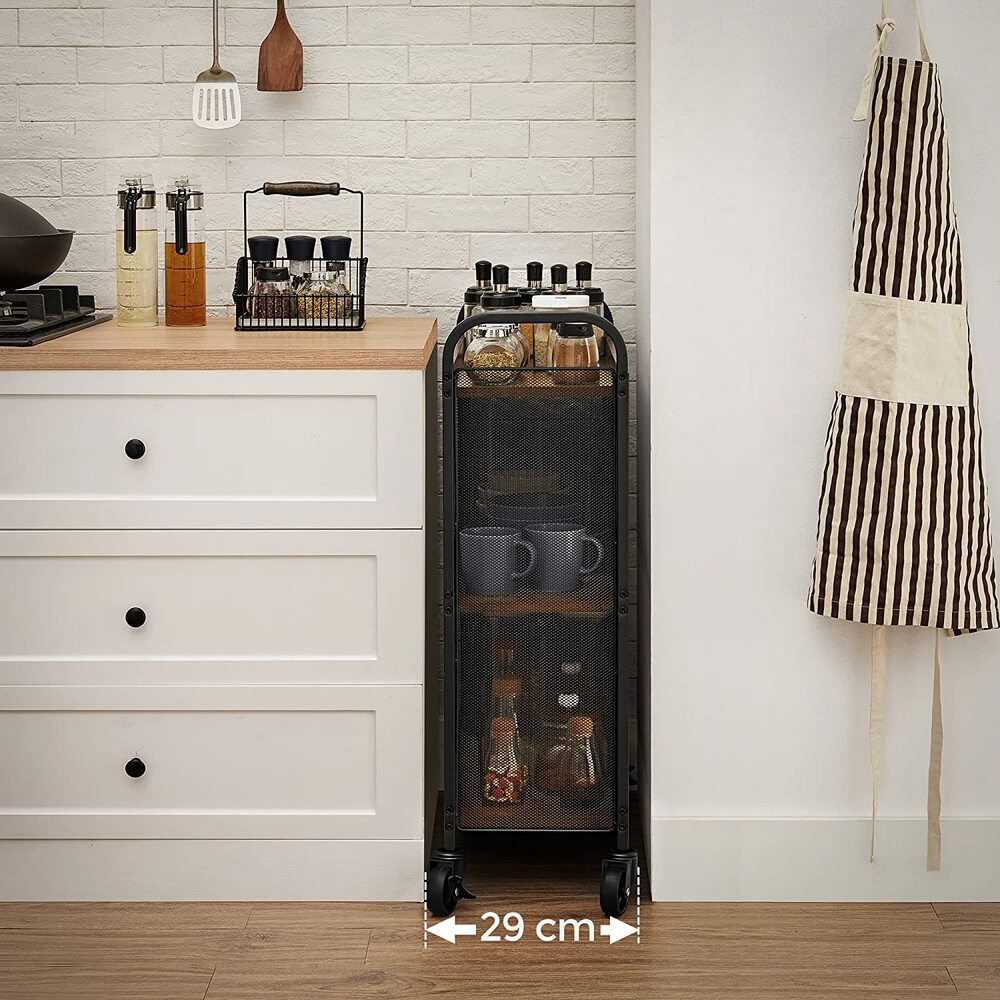 VASAGLE Utility Cart Rustic Brown (66 x 26 x 85cm)