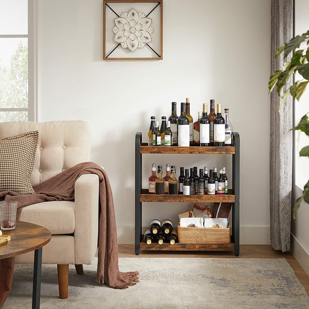 VASAGLE Utility Cart Rustic Brown (66 x 26 x 85cm)