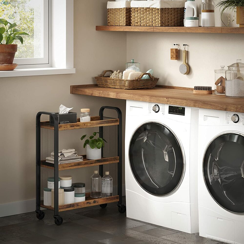 VASAGLE Utility Cart Rustic Brown (66 x 26 x 85cm)