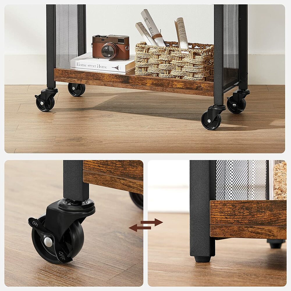 VASAGLE Utility Cart Rustic Brown (66 x 26 x 85cm)