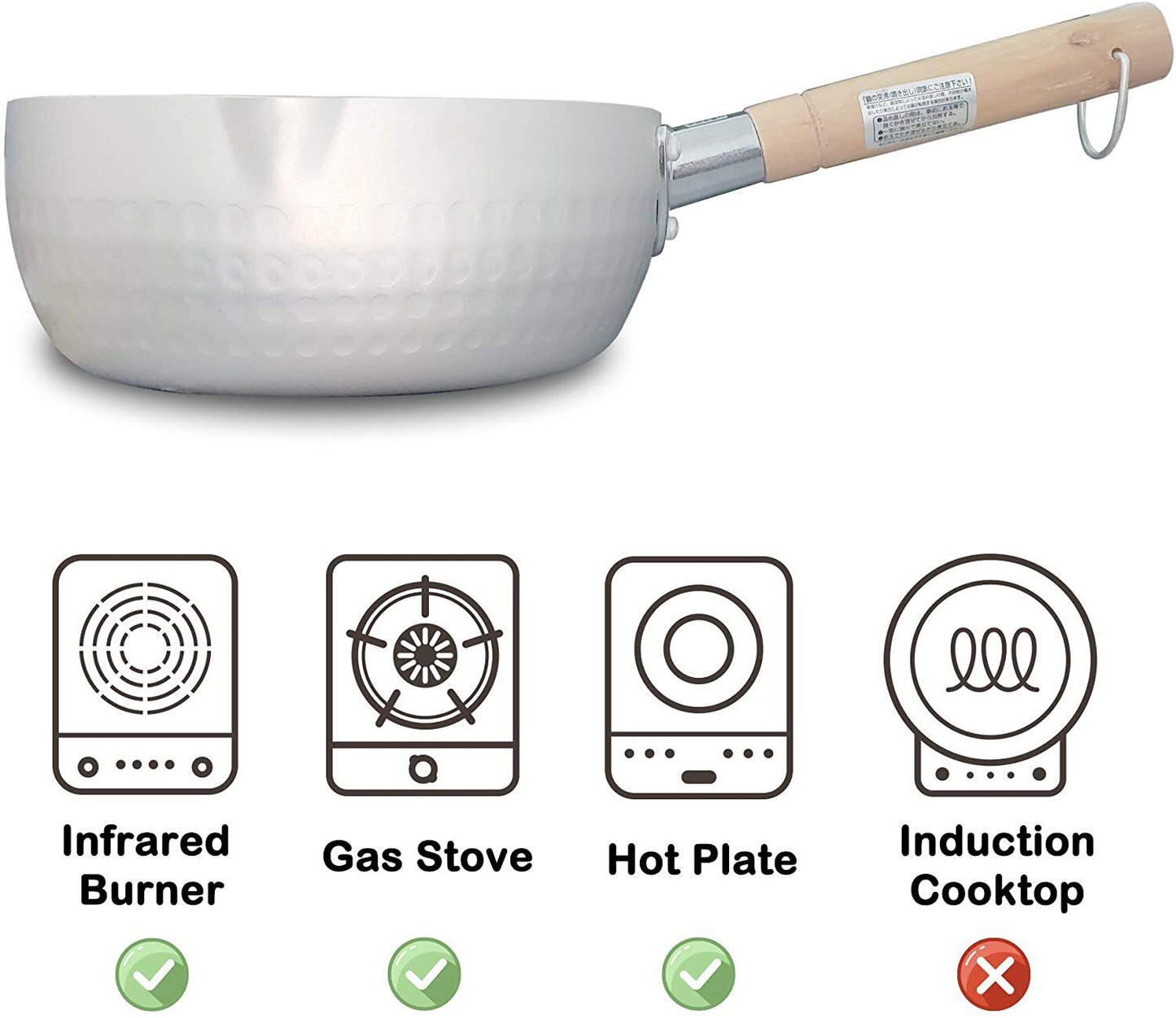 Justcook 20cm Japanese-style Stainless Steel Xueping Pot White Handle