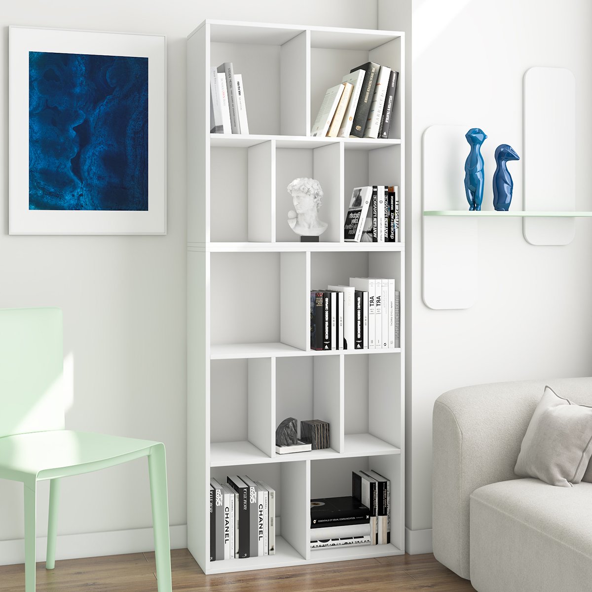 12 Cube Storage Organiser - Wooden Bookcase Cabinet Bookshelf