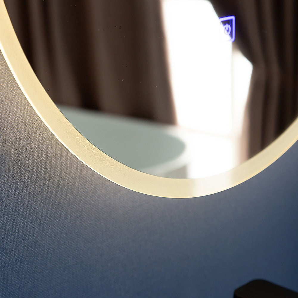 مرآة حائط LED مقاس 90 سم لمرايا الحمام ديكور دائري