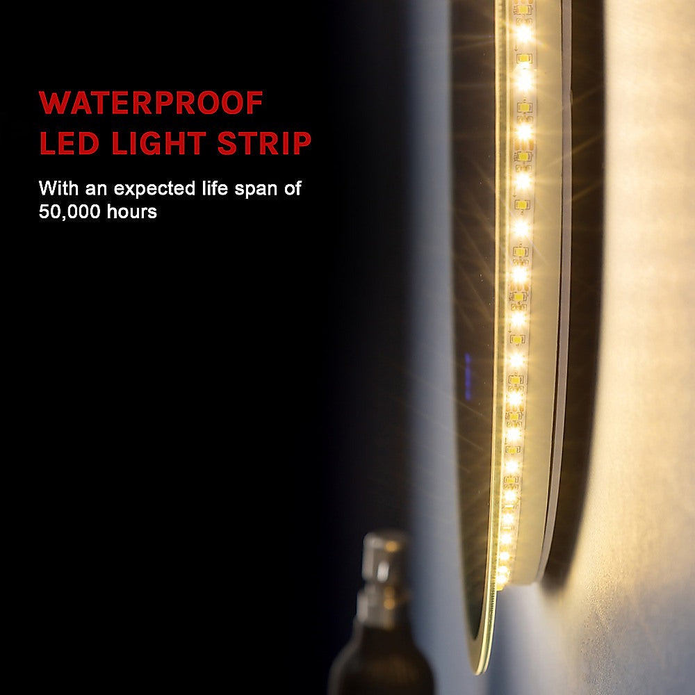 مرآة حائط LED مقاس 90 سم لمرايا الحمام ديكور دائري