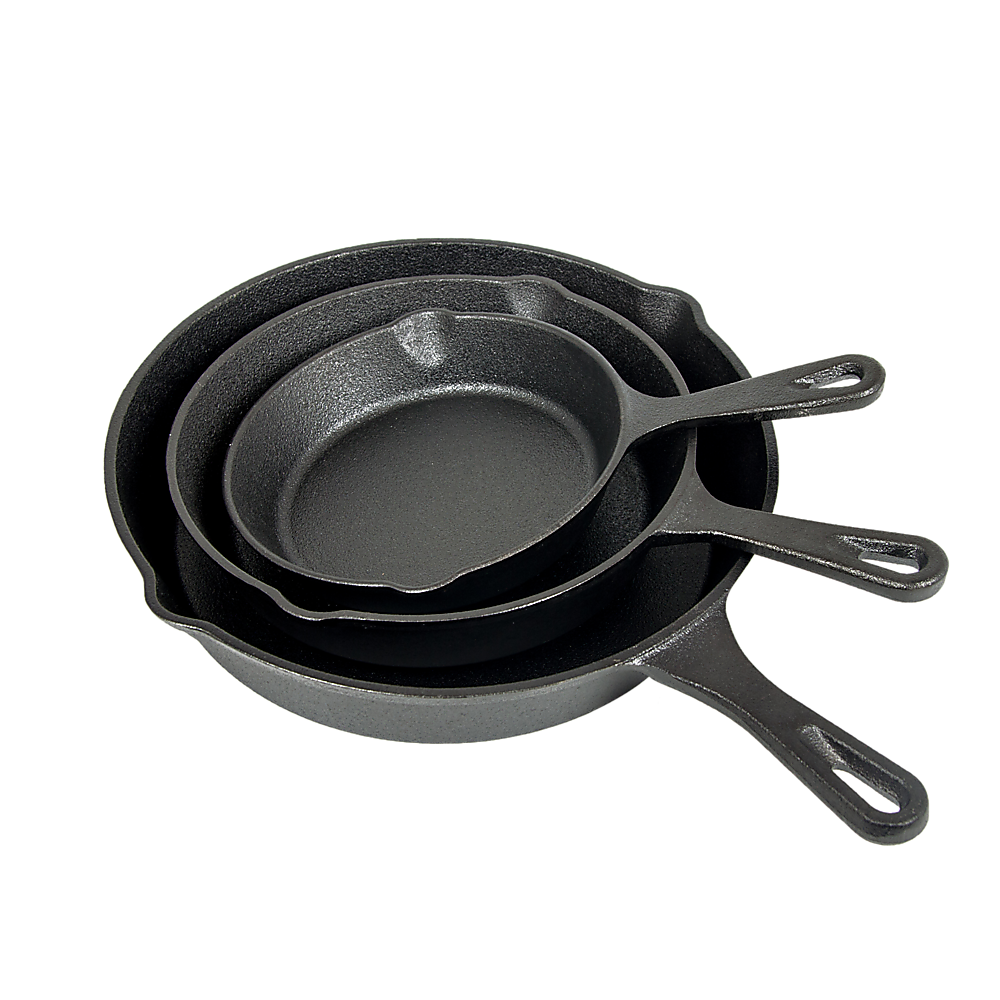 Pre Seasoned Cast Iron Skillet Fry Pan Set | 3 Pcs Frying Pan Set