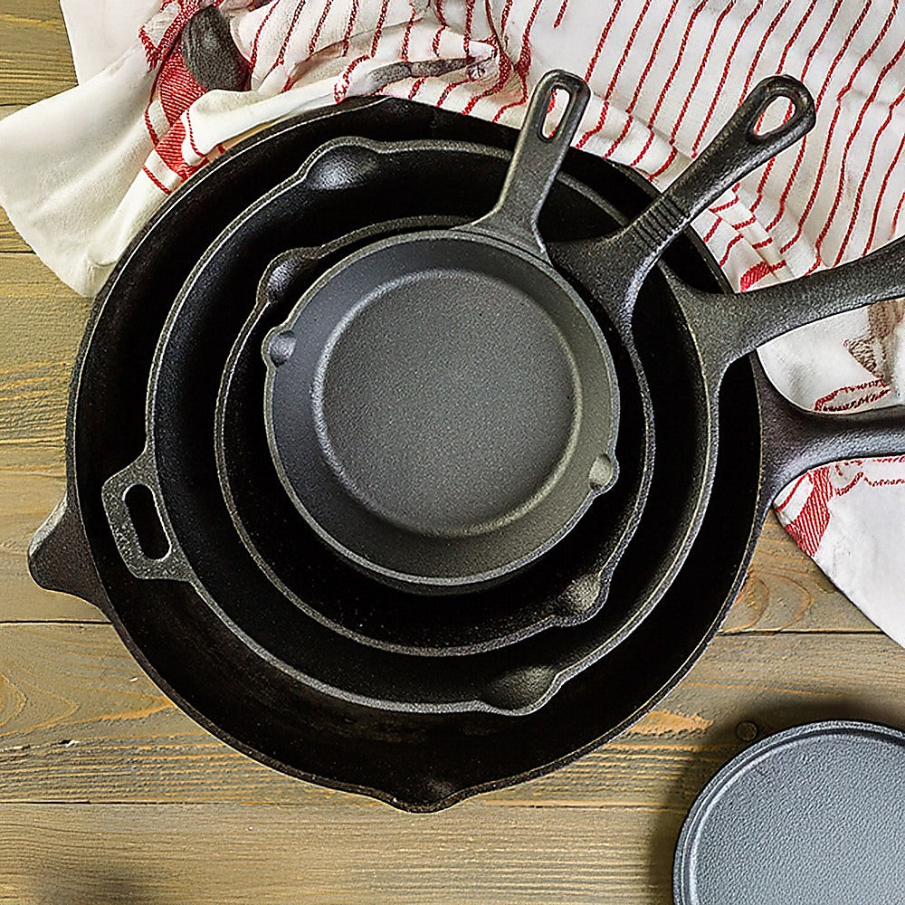 Pre Seasoned Cast Iron Skillet Fry Pan Set | 3 Pcs Frying Pan Set