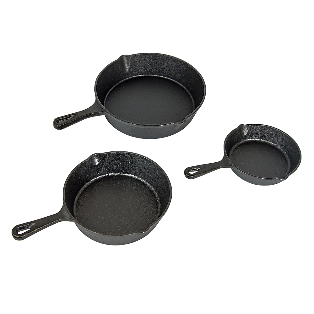 Pre Seasoned Cast Iron Skillet Fry Pan Set | 3 Pcs Frying Pan Set