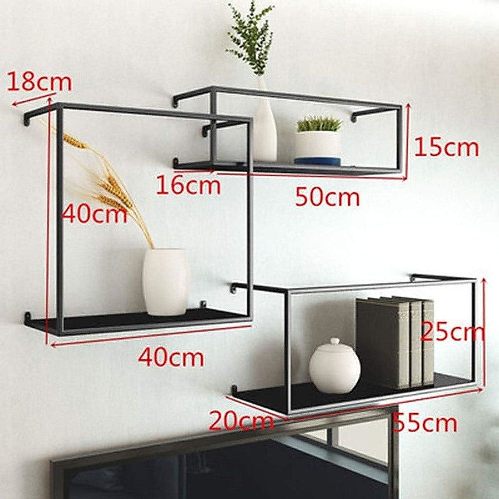 Floating Shelves - Retro or Industrial Metal Display Shelves - Black