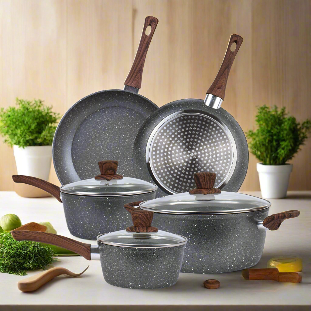 5Pieces Non-Stick Marble Coating Saucepan/Casserole/Fry Pan Cookware Set