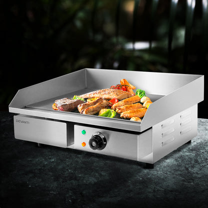 Devanti Commercial Electric Griddle 55cm Grill Plate 3000W