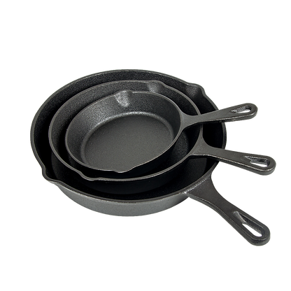Pre Seasoned Cast Iron Skillet Fry Pan Set | 3 Pcs Frying Pan Set