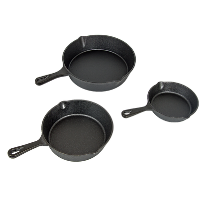 Pre Seasoned Cast Iron Skillet Fry Pan Set | 3 Pcs Frying Pan Set