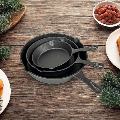 Pre Seasoned Cast Iron Skillet Fry Pan Set | 3 Pcs Frying Pan Set
