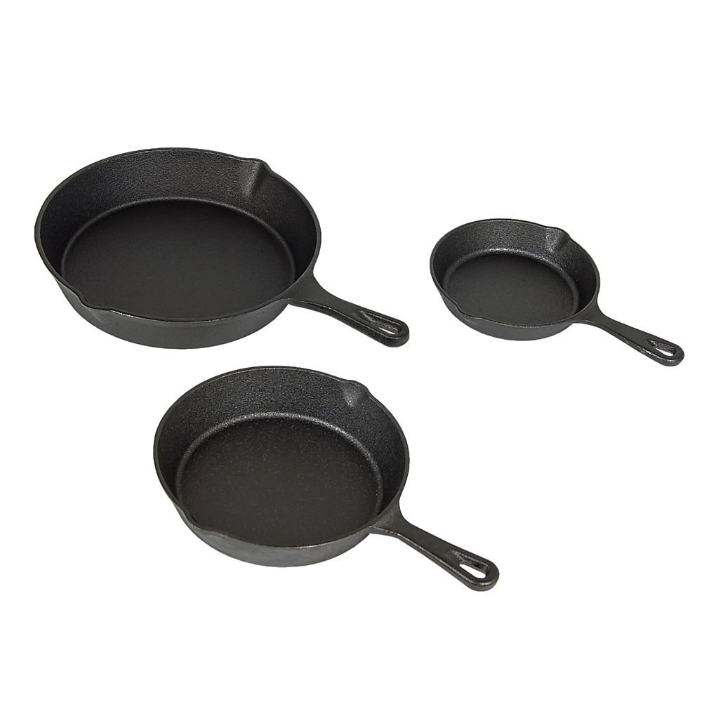 Pre Seasoned Cast Iron Skillet Fry Pan Set | 3 Pcs Frying Pan Set