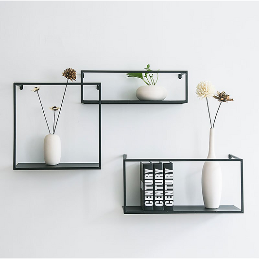 Floating Shelves - Retro or Industrial Metal Display Shelves - Black