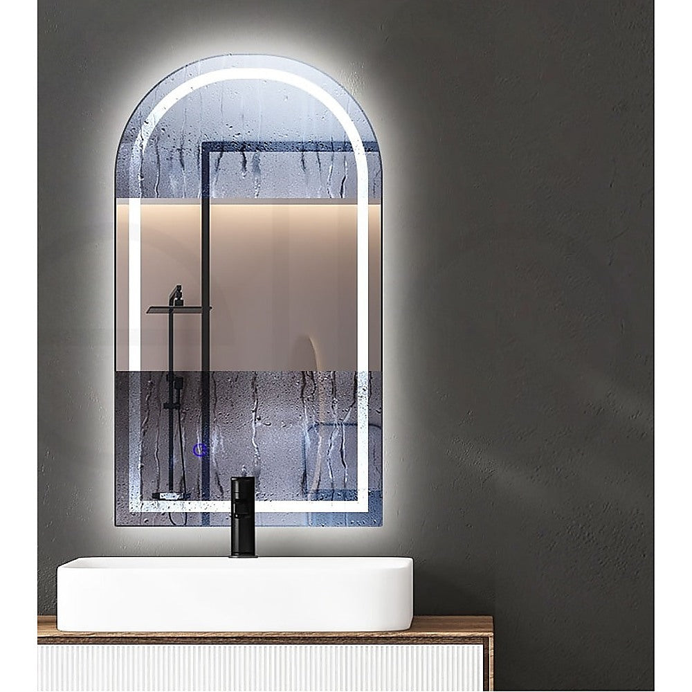 Arched LED Wall Mirror Bathroom Mirrors Makeup Anti-fog 600mm x 1000mm