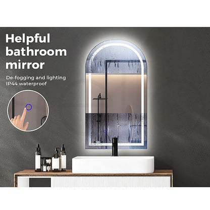 Arched LED Wall Mirror Bathroom Mirrors Makeup Anti-fog 600mm x 1000mm