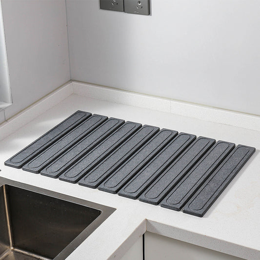 Dark Grey - Square Engraved Inner Frame Foldable Diatomaceous Earth Drying Mat