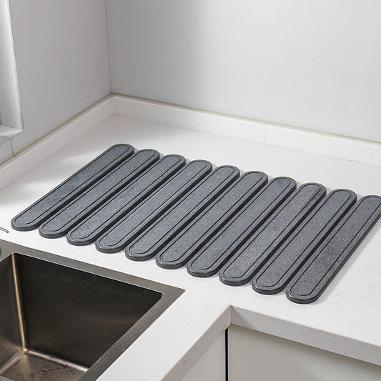 Dark Grey - Oval Shaped Engraved Inner Frame Foldable Diatomaceous Earth Drying Mat
