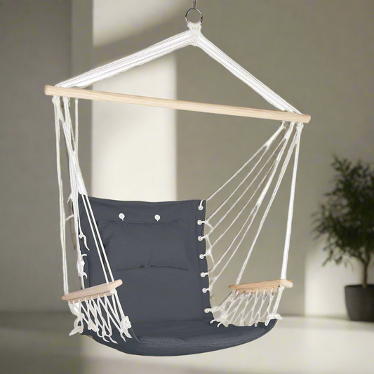 Gardeon Hammock Chair Hanging with Armrest Camping Hammocks Grey