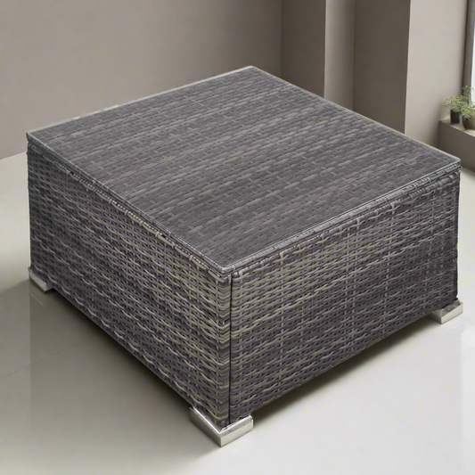 LONDON RATTAN Outdoor Wicker Coffee Table Patio Furniture 1 Piece, Grey