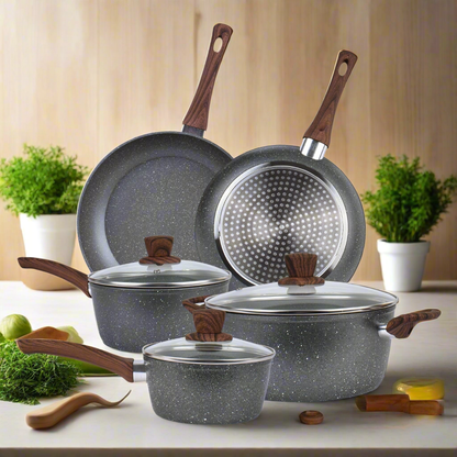 5Pieces Non-Stick Marble Coating Saucepan/Casserole/Fry Pan Cookware Set