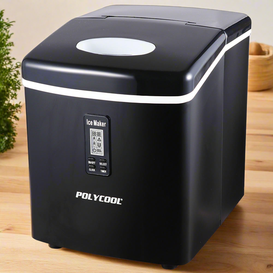 POLYCOOL 3.2L Portable Ice Cube Maker Machine Automatic with LCD Control Panel, Black