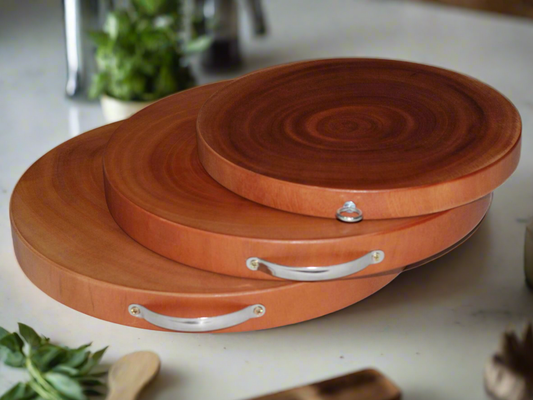 YES4HOMES 3 Natural Hardwood Hygienic Kitchen Cutting Wooden Chopping Board Round
