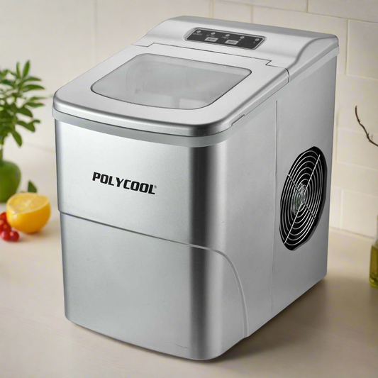 POLYCOOL 12KG Electric Ice Cube Maker Portable 2L Automatic Machine, Silver