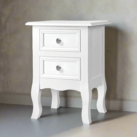 Artiss Bedside Table 2 Drawers - BISSET White